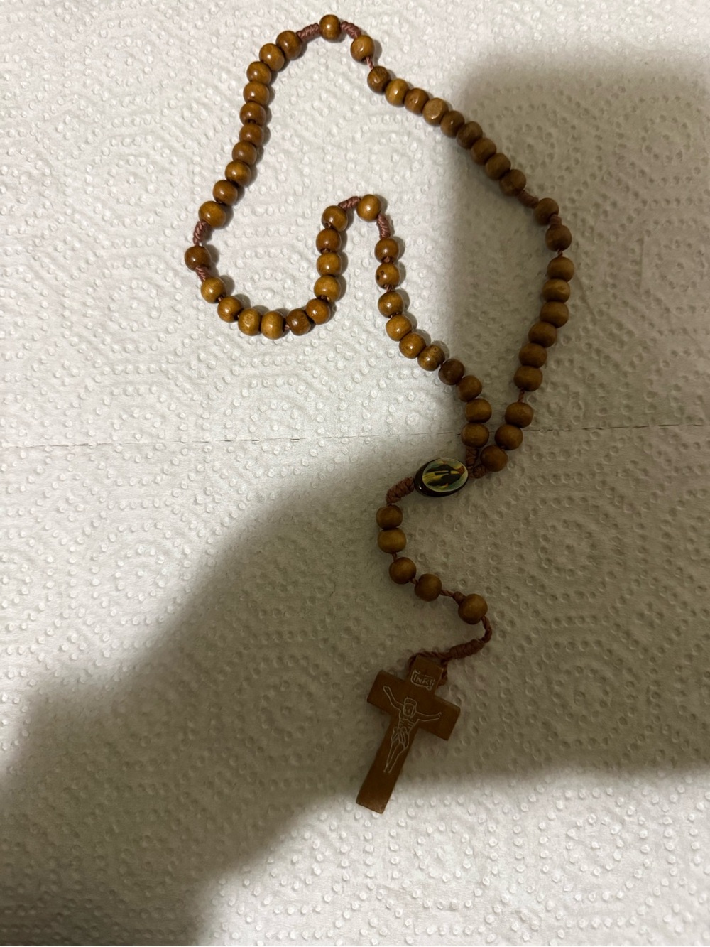 Handcrafted Wooden Rosary Necklace in Brown